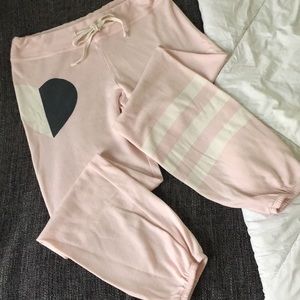 Sundry Pink Pastel Sweatpants with Heart